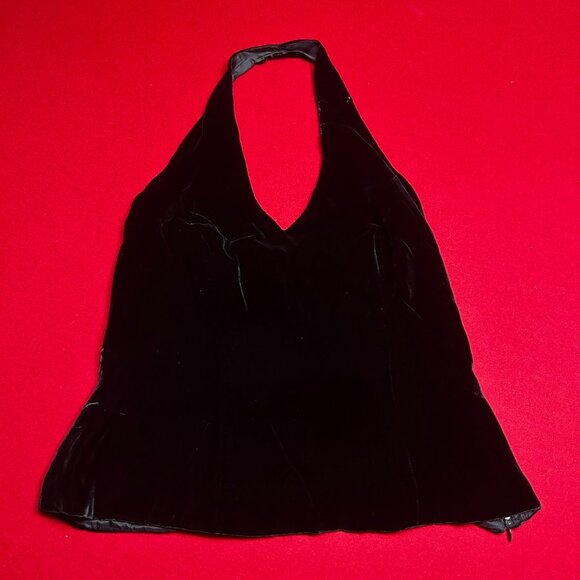 Tops - Vintage Black Velvet Halter Top – Size 10